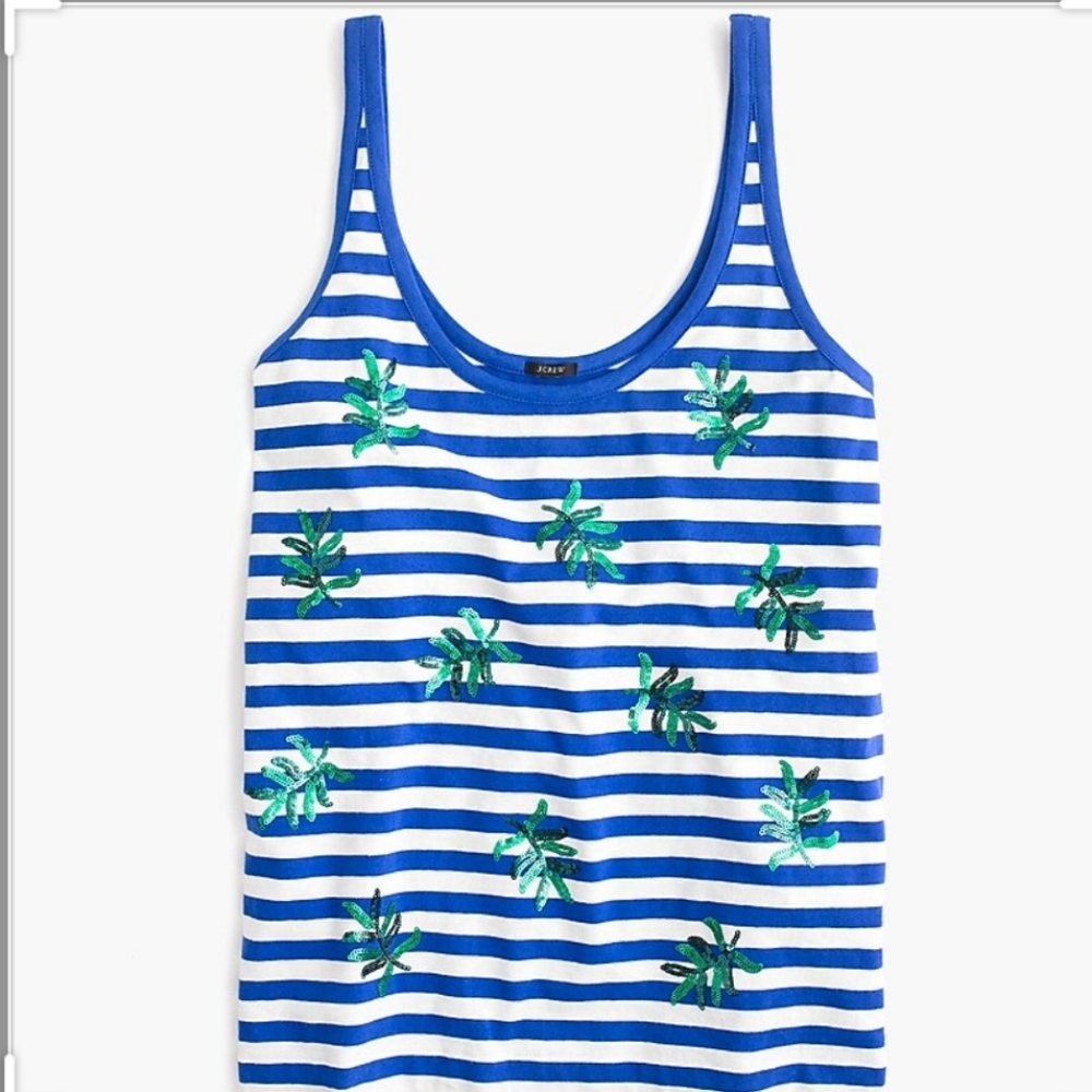 J. Crew sequin leaf stripped top